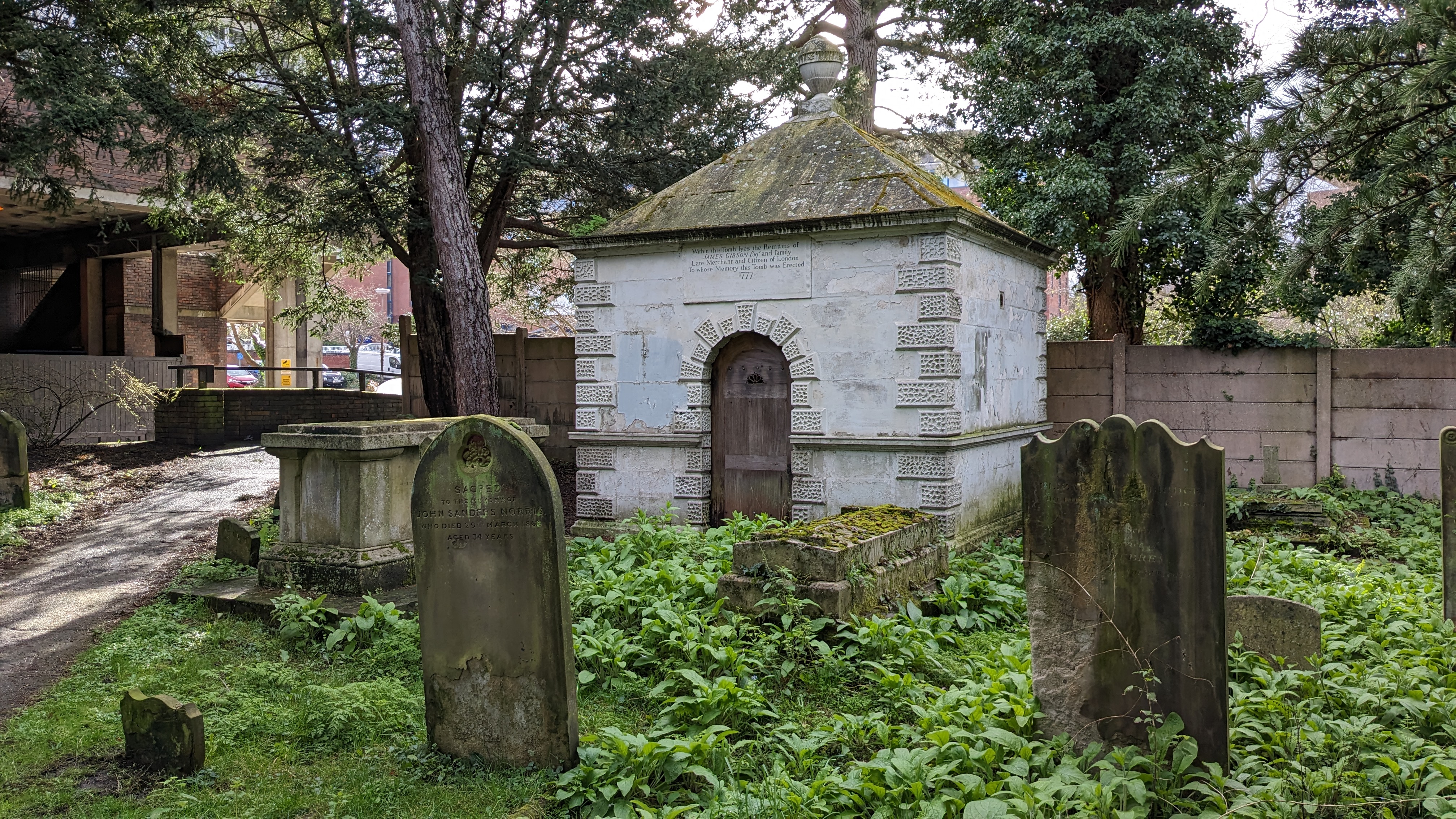 Gibson Mausoleum, exterior, 2024
